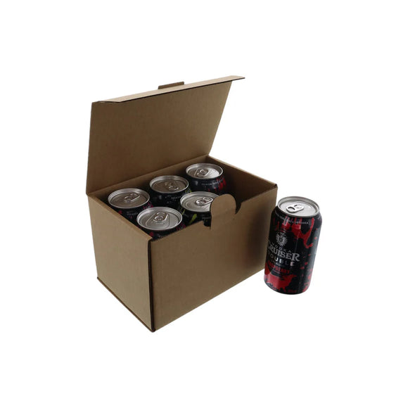 SAMPLE - B Flute - 6 Pack 375ml Beer Can Mailing & Postage Box (Upright)