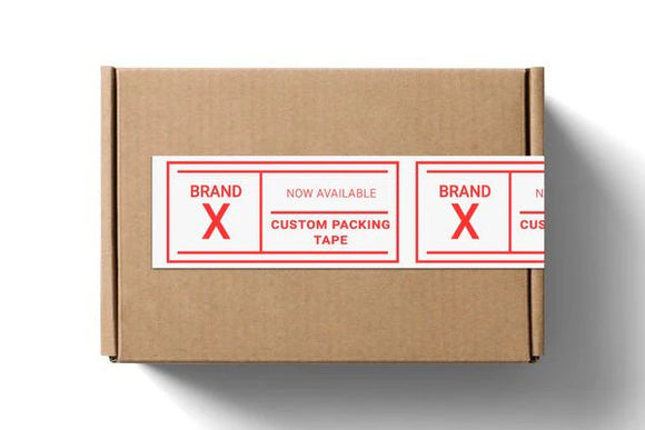 Custom Printed White Backing Plastic Packaging Tape - One PMS Colour (Width 48mm x 100 Metres per Roll)