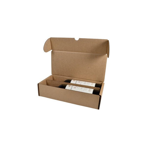 One Piece 310mm One Piece Double Wine Bottle Postage Box - WITH REMOVABLE WINE INSERT - ACP
