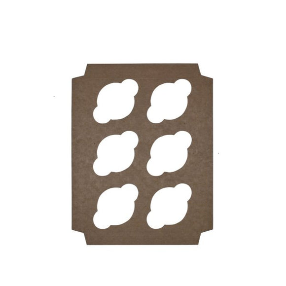 SAMPLE - E flute - 6 Cupcake Box Mailer Insert 28858 - Box Sold Separately (Please see 700-28856) - Kraft Brown - ACP