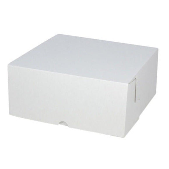 SAMPLE - E Flute - Cardboard Cake Box 8 x 8 x 4 inches - Kraft White - ACP