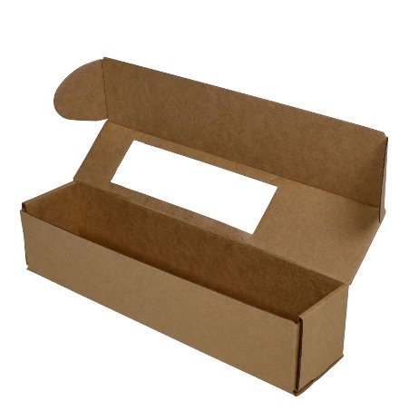 SAMPLE - E Flute - One Piece Cardboard Gift Box 23764 with Window Cut-out - Kraft brown - ACP