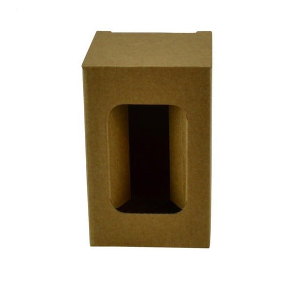 SAMPLE - E Flute - One Piece Short White Red Single Glass Gift Box 19291 - Kraft Brown - ACP