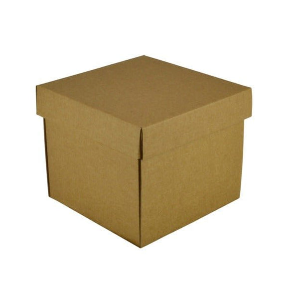 SAMPLE - E Flute - Two Piece Square Cardboard Gift Box 19278 (Base & Lid) - Kraft Brown - ACP