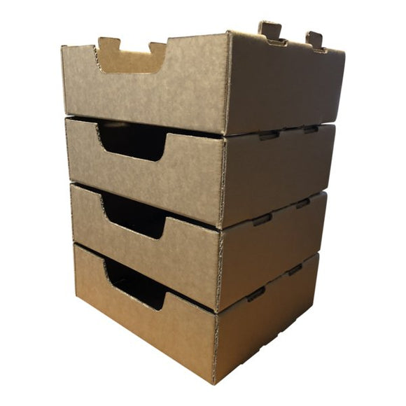 Small Heavy Duty Storage Box - Stackable Cardboard Catering and Storage Tray (One Piece Self Locking) - ACP
