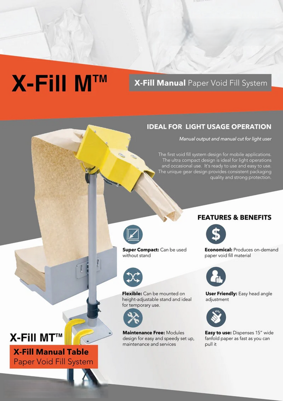 XFM-100M (X-Fill Manual Paper Void Fill Machine, Mobile Stand)