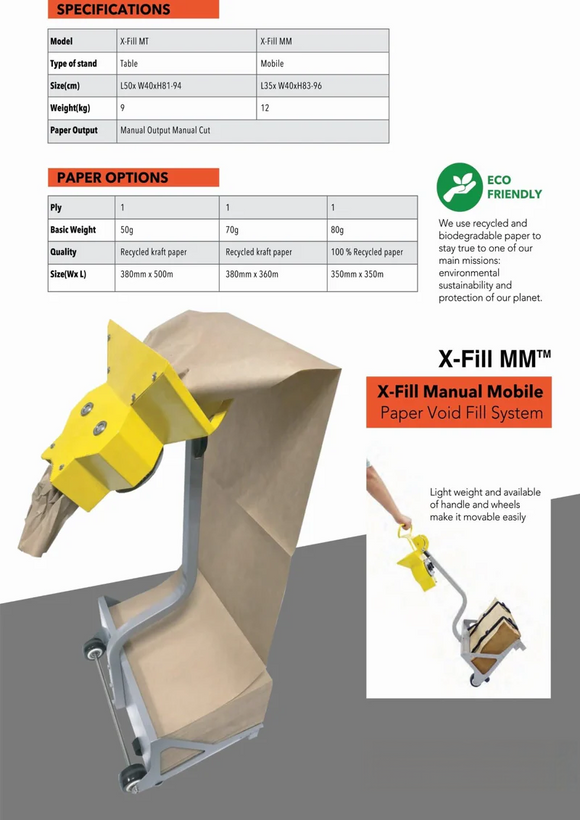 XFM-100T (X-Fill Manual Paper Void Fill Machine, Table Stand)