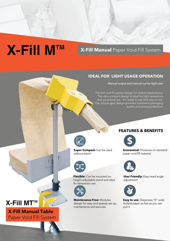 XFM-100T (X-Fill Manual Paper Void Fill Machine, Table Stand)